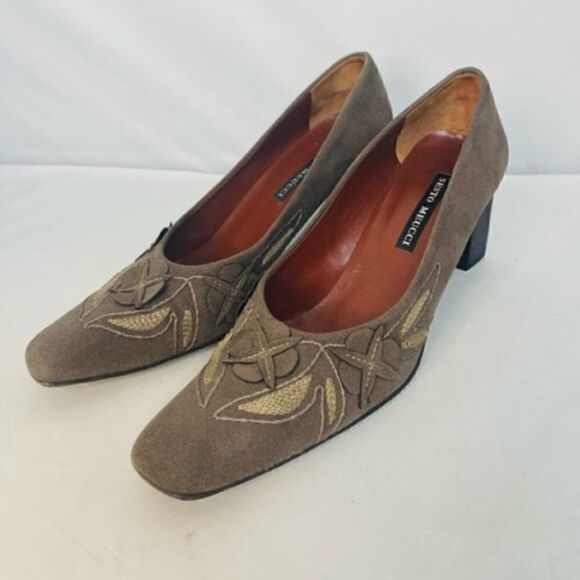Sesto Meucci Brown Suede Leather Pumps High Heels Made in Spain Womens Sz 8 M - Picture 1 of 8